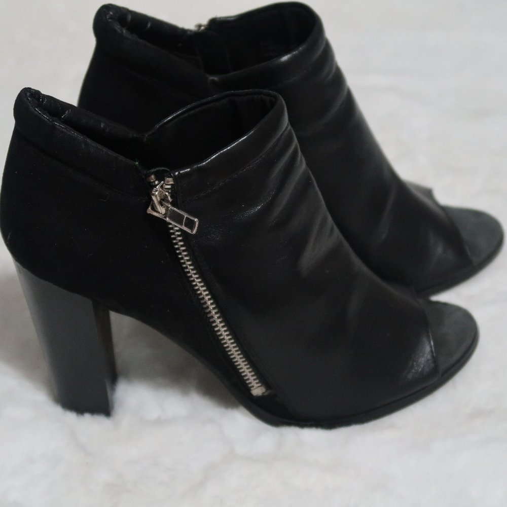 Charles David Black Zip Up Open Toe Ankle Boot - Black - Size: 9M